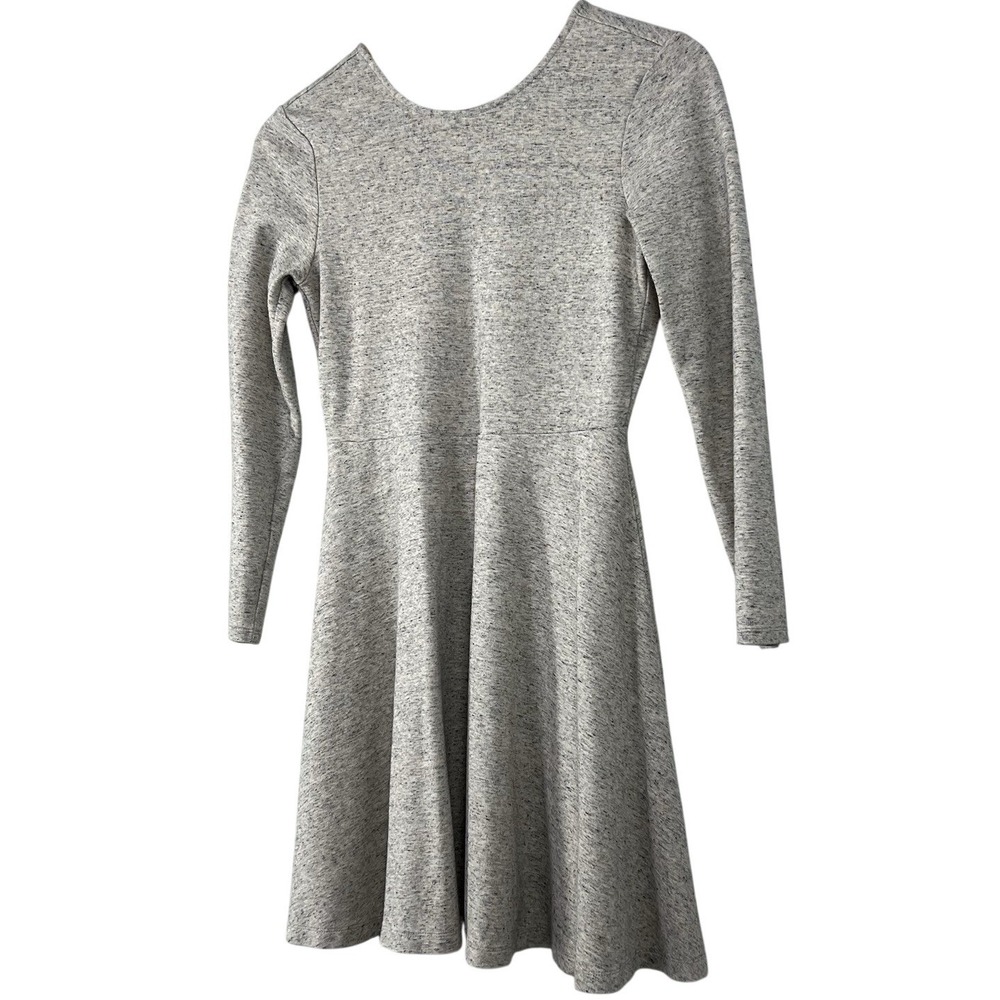 Lou & Grey Womens XS Grey Heathered Long‎ Sleeve Wrap Fit & Flare Mini Dress - Picture 3 of 8